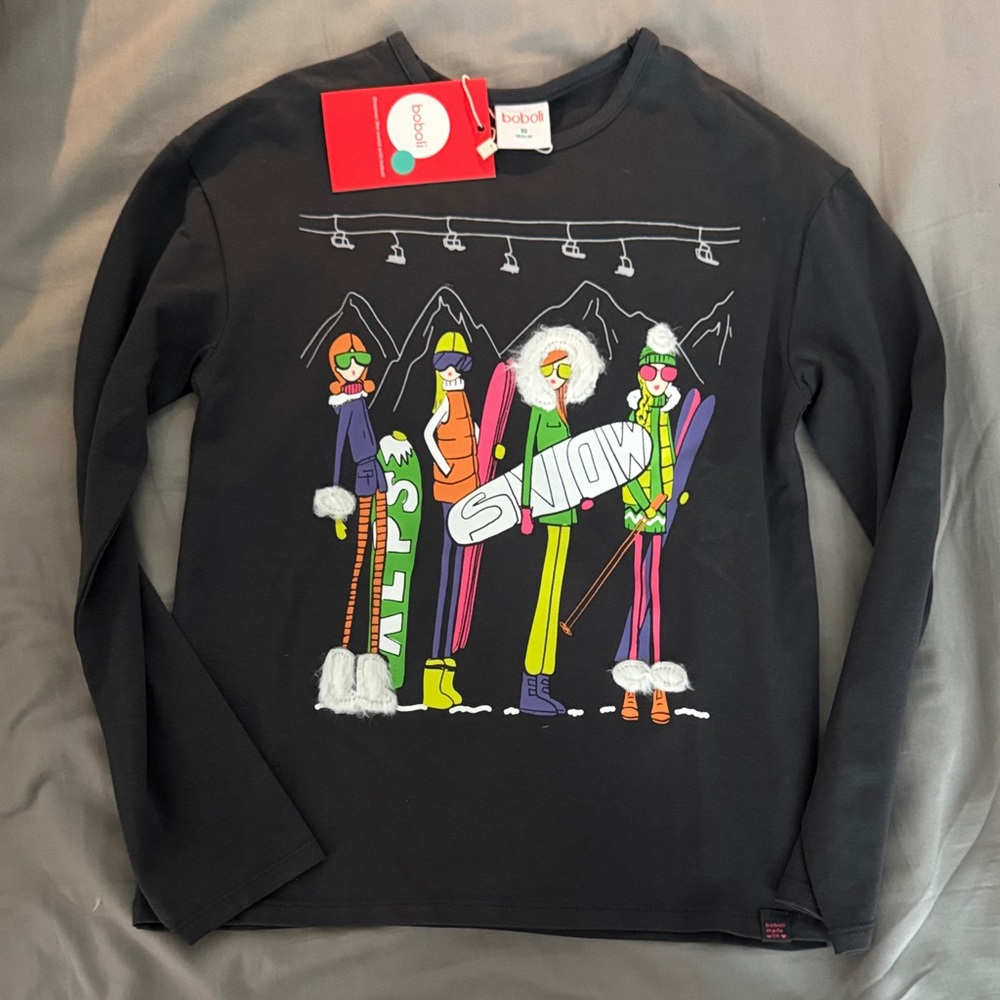 Toobydoo Black Ski Graphic Long Sleeve Tee